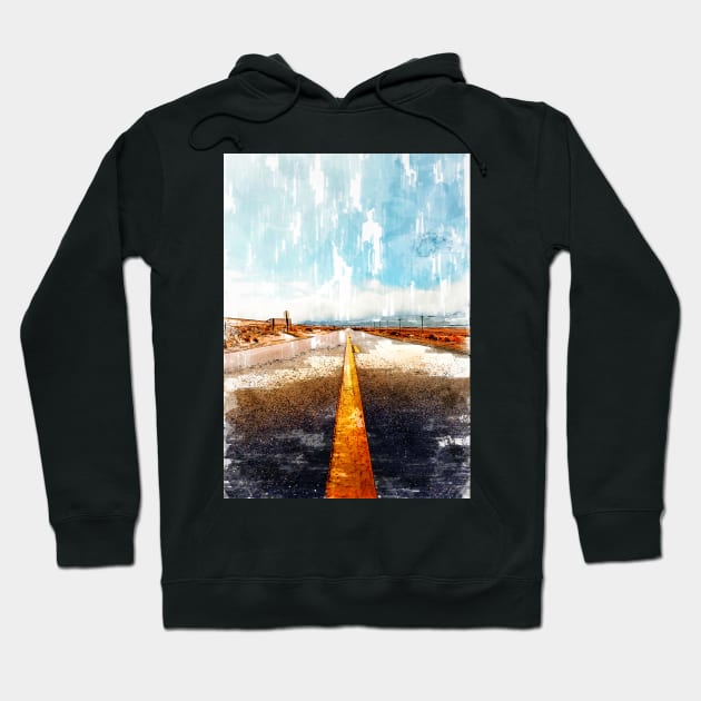 Straight Road Death Valley USA - For Travelers Hoodie by ColortrixArt